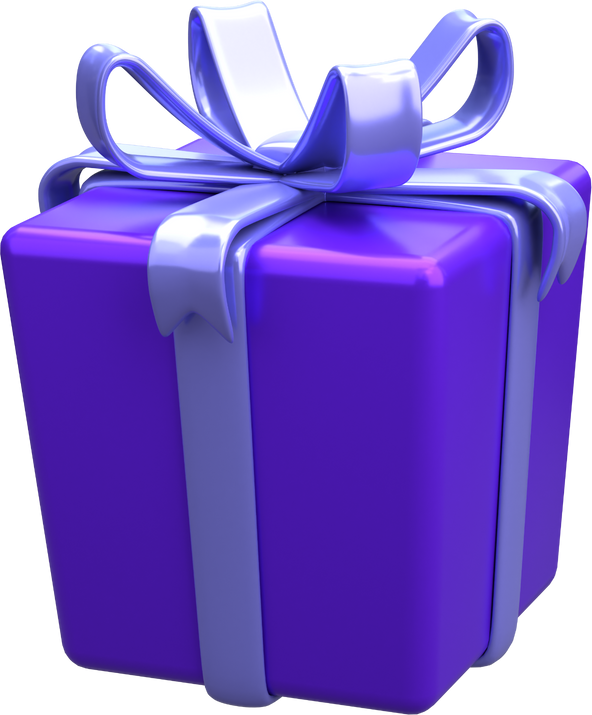 3D Gift Box with Purple Ribbon 